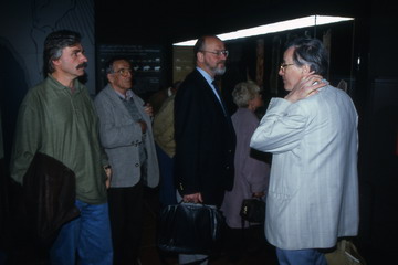 Im Reiss-Museum: Dr. Gerhard Schweinfurth, Lothar Klaumünzner, Dr. Joachim Neumann und der Museumsführer (v. l.)