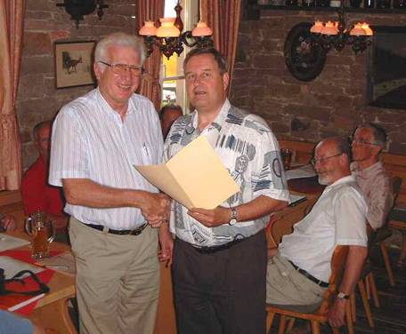 Helmut Lehmann, Hans Kern, Dr. Joachim Neumann und Lothar Klaumünzner (v. l.), Mitgliederversammlung am 5. August 2004